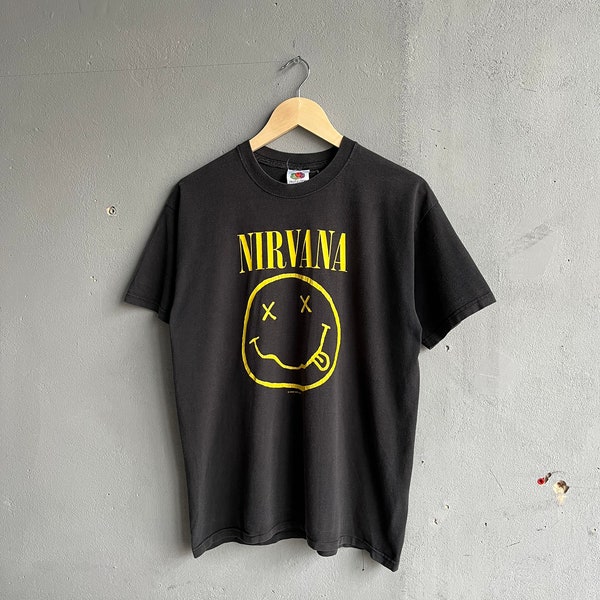 Vintage Nirvana 2003 Smile Black T-shirt Band Rock Size M
