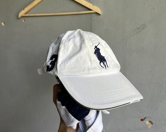 Vintage Polo Ralph Lauren Weiße Kappe Big Logo Streetwear