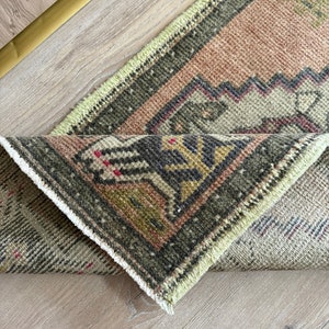 2x3 Pink Vintage Rug, Doormat, Door Mat, Bath Mat, Turkish Rug, Welcome Mat, Wool, Entryway Mat, Home Decor, Oushak Rug, Pink Small Rug 2x3