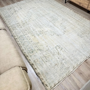 6x9 Antique Beige Rug, Turkish Rug, Area Rug, Bohemian Rug, Handmade, Handwoven, Wool, Folk Art, Home Decor, Housewarming Gift, Floral Rug