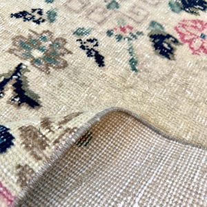 3x10 Vintage Runner, Turkish Rug Runner, Oushak Runner, Handmade, Beige Tan Runner, Wool Rug, Floral Rug, Home Decor, Housewarming Gift