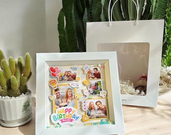 Personalized 3D Photo Frame, Custom Birthday Keepsake, Handmade Wood