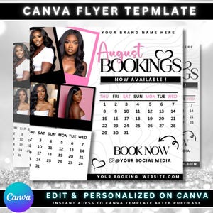 August Bookings Flyer, Back to School Hair Lash Makeup Nail Appointments Available Flyer, August Appointment Flyer, Book Now Flyer, Canva