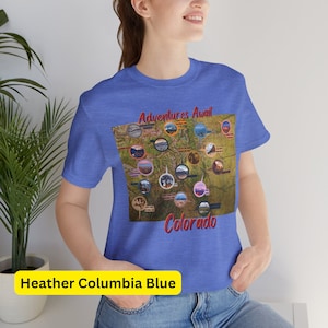 T-shirt carte du Colorado, T-shirt de l'État du Colorado, T-shirt graphique du Colorado, cadeaux du Colorado, T-shirt unisexe du Colorado, carte topographique du Colorado