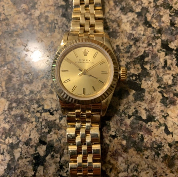Ladies 14K Yellow Gold Rolex watch with Rare brac… - image 8