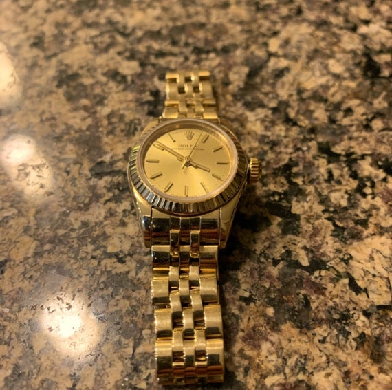 Ladies 14K Yellow Gold Rolex watch with Rare brac… - image 1