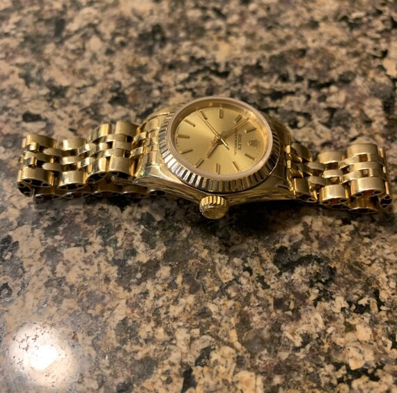 Ladies 14K Yellow Gold Rolex watch with Rare brac… - image 3