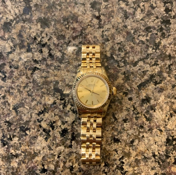 Ladies 14K Yellow Gold Rolex watch with Rare brac… - image 9