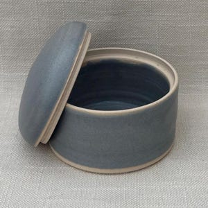 Handmade Stoneware Trinket Pot | Dusky Blue Minimalist Jewellery Storage Container