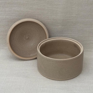 Handmade Ceramic Lidded Trinket Pot | Stoneware Ring Box, Toasted Almond Glaze