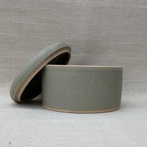 Handmade Stoneware Trinket Pot | Sage Green Minimalist Jewellery Storage Container