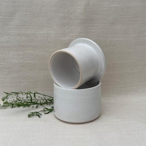 Hand Thrown Ceramic Butter Crock: Cloud White Semi Matte Glaze, French Style Butter Dish