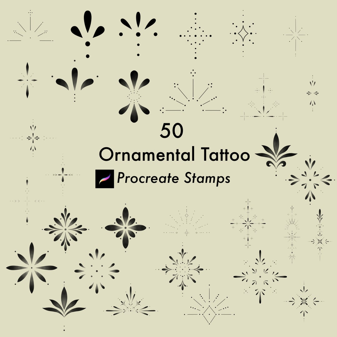 Ornamental Tattoo Procreate Stamps | Procreate Brushes | Procreate ...