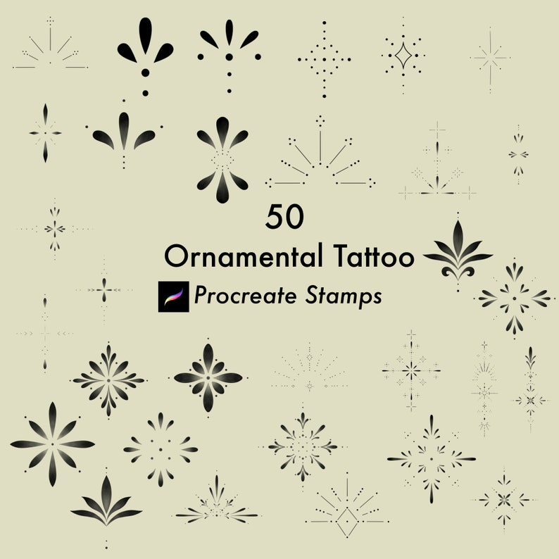 Ornamental Tattoo Procreate Stamps | Procreate Brushes | Procreate ...