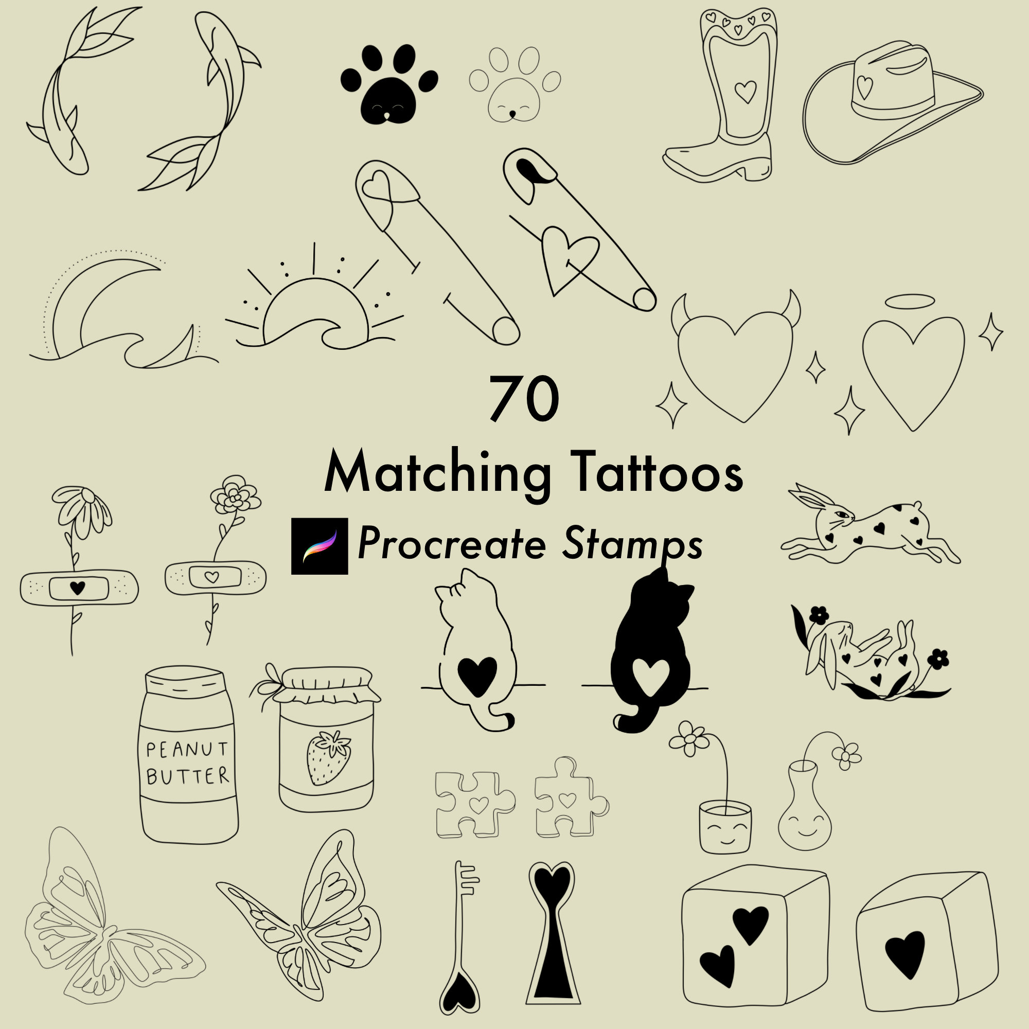Matching tattoos for a mother and daughter - Etsy België, image size:2000x2000