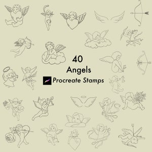 Angels Procreate Brush Stamps | Wings Tattoo Procreate | Procreate Stamps | Tattoo Procreate | Tattoo Stencil
