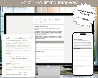 Seller Pre-Listing Interview | Real Estate Google Form + Canva Template | Customizable Intake Form
