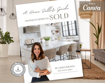 Guide du vendeur de maison pour les agents immobiliers | Paquet d'annonces immobilières modifiables | Présentation de la pré-annonce | Modèle Canva pour les agents immobiliers