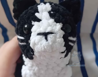 Crochet Tuxedo Cat Plushie, Handmade Amigurumi Toy