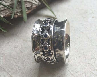 boho gypsy ring Triumph R0184 gold silver ring hippie ring Blue Sapphire ring two tone ring Square stone Silver engagement ring