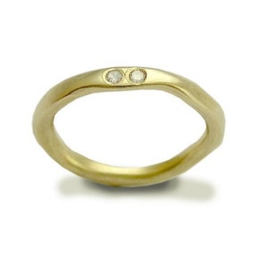 14k Yellow gold band, simple gold ring, unisex band, gold wedding band, organic gold ring, simple band, stacking gold band Ensemble RG1593 image 2