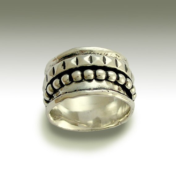 Mens silver ring stacking rings spinner ring wide ring | Etsy