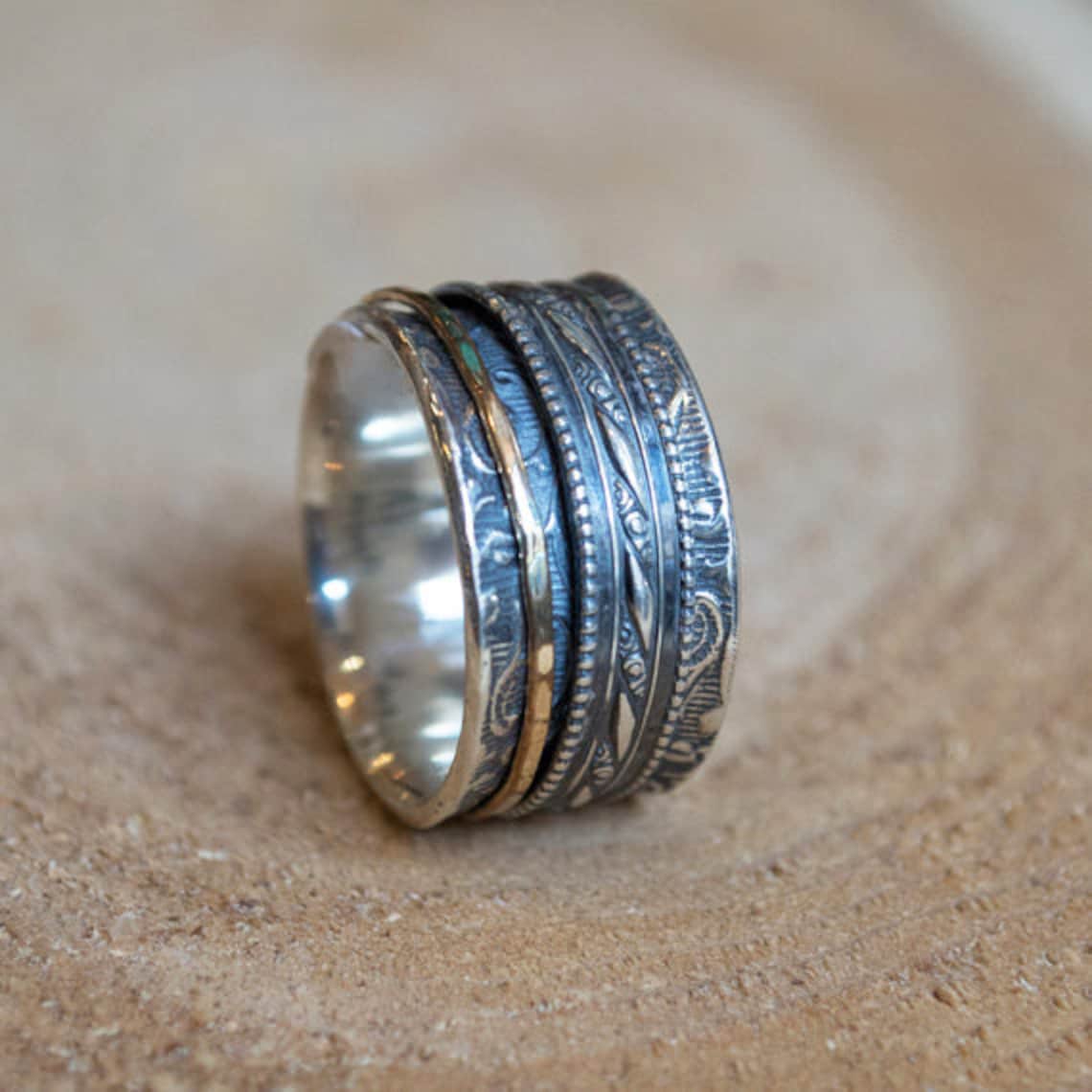 Sterling Silver Band Wide Silver Ring Gold Silver Ring Etsy