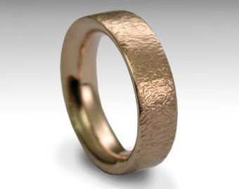 Solid rose gold ring, Men and Women ring, hammered band, wedding band, unisex ring, rose gold band, simple gold ring - Our happiness RG1081