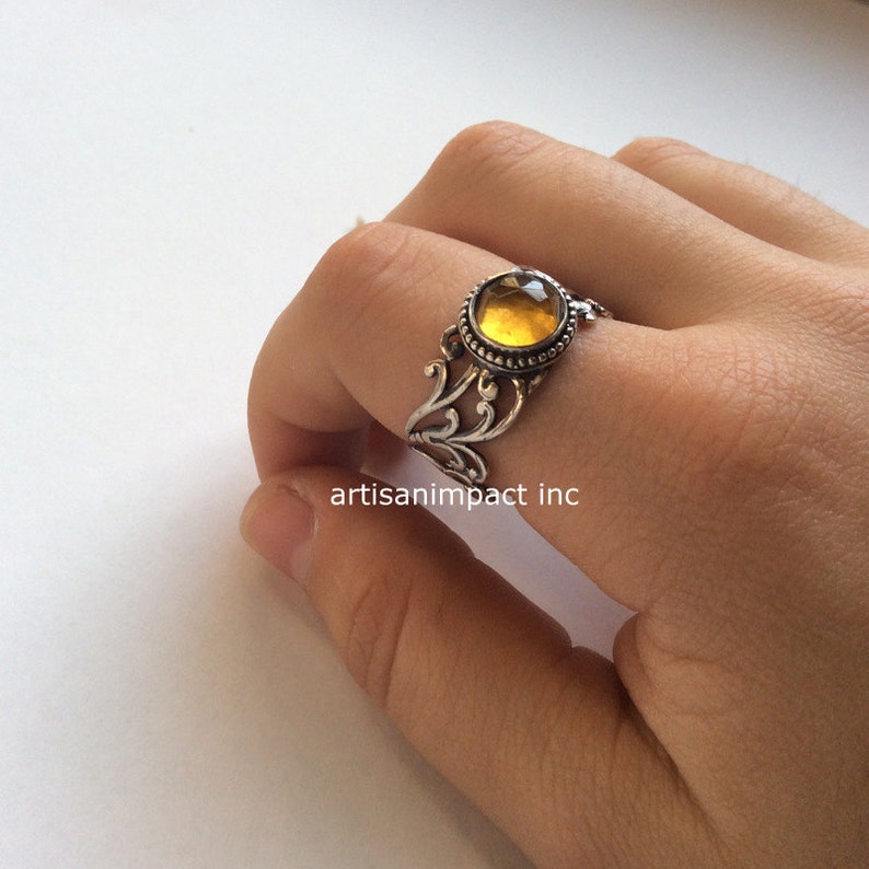 silver stone ring Close to me R2117 birthstone ring stone ring statement ring Citrine Cocktail ring Sterling silver ring wide ring