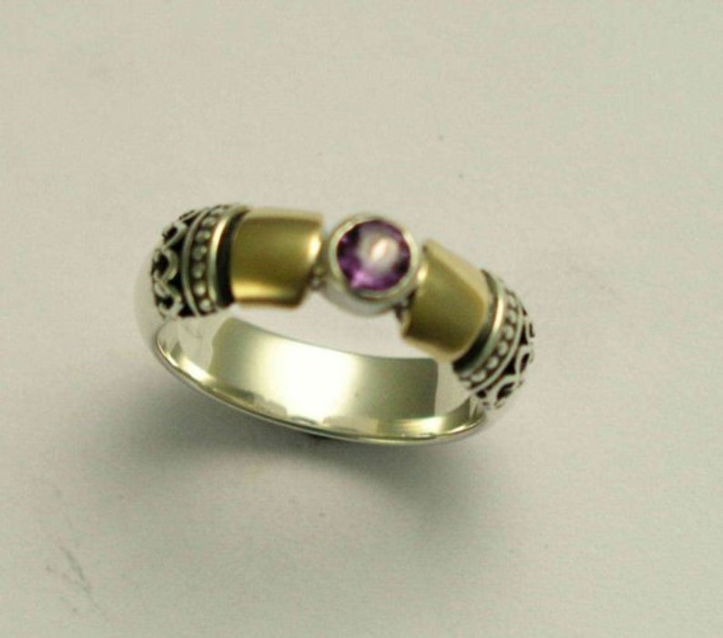 Hopeless romantic R0151 two tones ring Sterling gold engagement ring filigree ring Citrine ring birthstone ring alternative ring