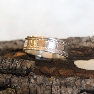 Spinner wedding ring, Silver Wedding band, shiny silver band, simple ring, unisex ring, boho ring, thin ring - shimmering light  R2103