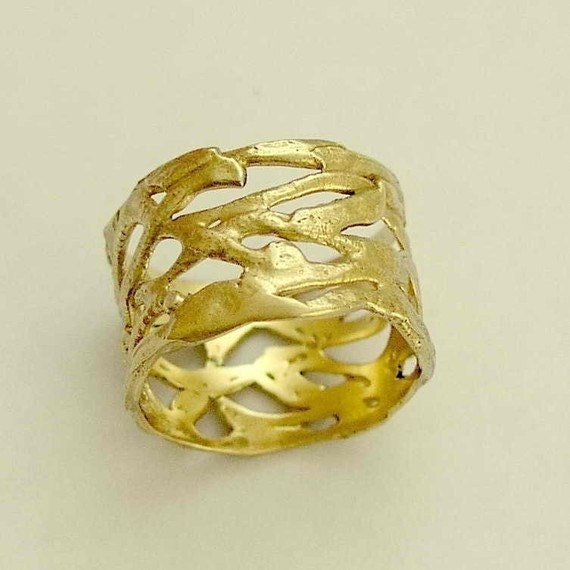 Solid gold ring Yellow gold wedding ring brushed gold ring | Etsy