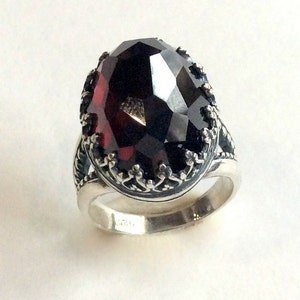 Crown Garnet ring, Gemstone ring, Silver ring, statement ring, cocktail ring, boho ring, crown ring, birthstone ring My first love R2058 image 4