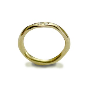 14k Yellow gold band, simple gold ring, unisex band, gold wedding band, organic gold ring, simple band, stacking gold band Ensemble RG1593 image 3