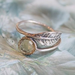 Citrine ring Nature inspired ring Nature ring Leaf ring by Impact Galerie Silver botanical ring Gone with the wind R2062-5 image 1