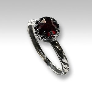 Red Garnet ring, Silver engagement ring for her, gemstone ring, thin engagement ring, stone ring, January birthstone Simple Dream R2148-1 image 3