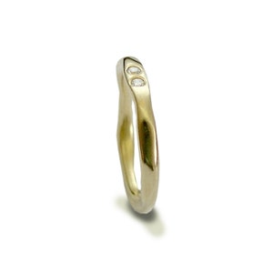 14k Yellow gold band, simple gold ring, unisex band, gold wedding band, organic gold ring, simple band, stacking gold band Ensemble RG1593 image 4