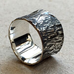 Sterling silver ring, hammered ring, silver wide ring, Mens and Womens band, simple band, unisex rustic ring, textured ring - A chance R2373
