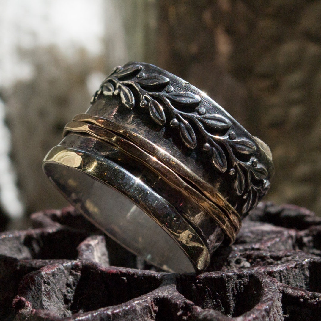 Leaf Ring, Wide Silver Band, Fidget Ring, Gold Silver Ring, Twig Ring, Bohemian Ring Cool Wind R2101 - Etsy Leaf Ring, Wide Silver Band, Fidget Ring, Gold Silver Ring, Twig Ring, Bohemian Ring Cool Wind R2101 - Etsy