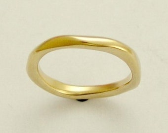 Organic gold ring, 10k Yellow gold band, simple gold ring, unisex band, gold wedding band, simple band, stacking gold band - Ensemble RG1593