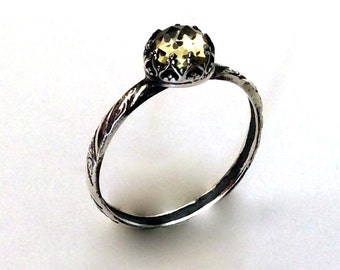 Princess crown ring, gemstone ring, crown ring sterling silver, citrine ring, boho ring, simple ring, engagement ring - Simple Dream R2148