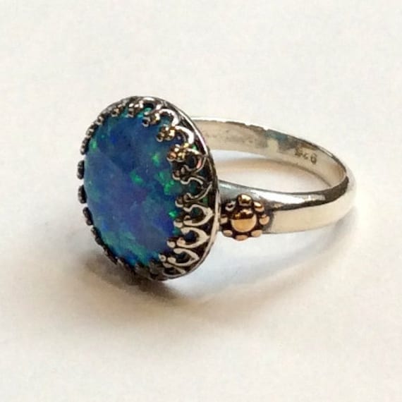 Opal ring Crown ring Sterling silver ring gemstone ring | Etsy
