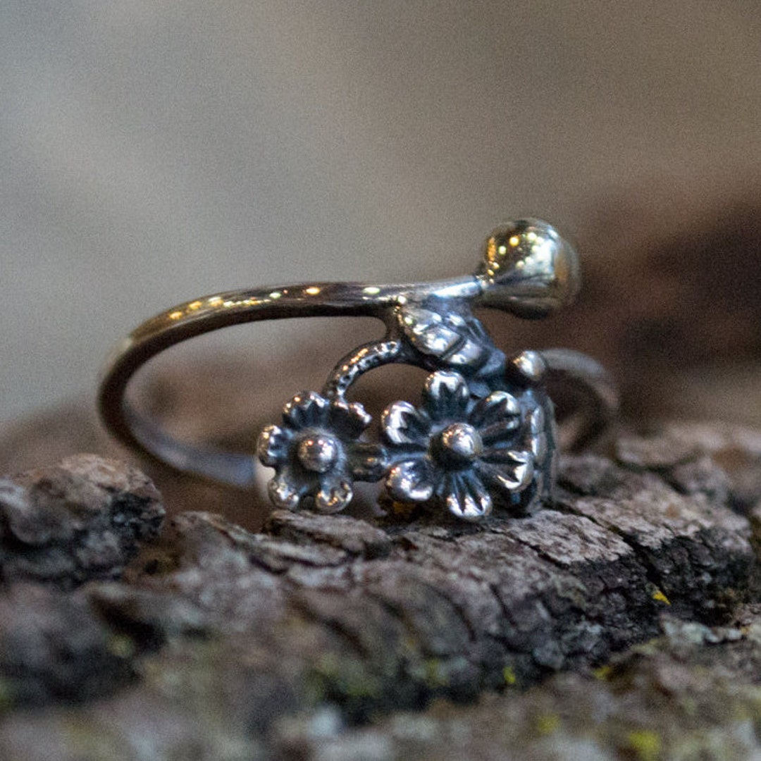 Flower Ring, Dainty Ring, Silver Gold Ring, Knuckle Ring