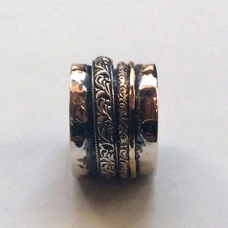 Sterling silver ring, twotone ring, meditation ring, unisex band Sterling silver ring, twotone ring, meditation ring, unisex band