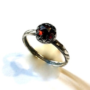 Red Garnet ring, Silver engagement ring for her, gemstone ring, thin engagement ring, stone ring, January birthstone Simple Dream R2148-1 image 1