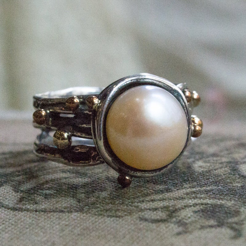 Mixed Metal Double Val Ring main image 1