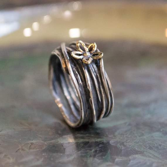 Two Flower Wide Wrap Ring Two Flower Wide Wrap Ring