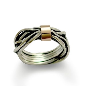 Silber Roségold Ring, Herren Silber Band, alternativer Ring, Unisex Band, zwei Töne Ring, gewickelt Silber Ring - Forever and a day R1513G