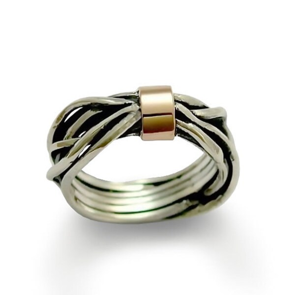 Silber Roségold Ring, Herren Silber Band, alternativer Ring, Unisex Band, zwei Töne Ring, gewickelt Silber Ring - Forever and a day R1513G