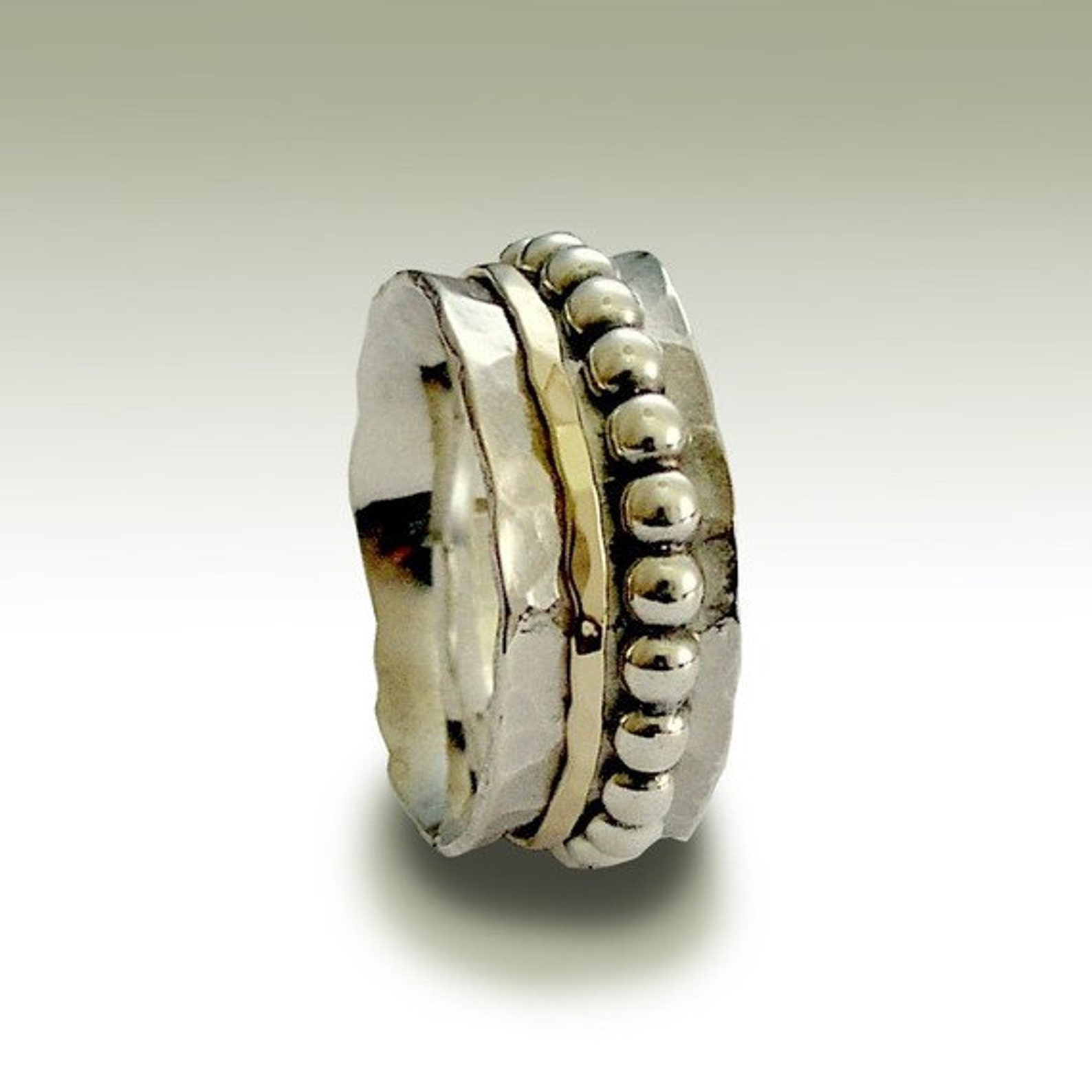 Silver Gold Ring ∙ Stacking Bands ∙ Spinner Ring ∙ Man Gift ∙ Silver ...